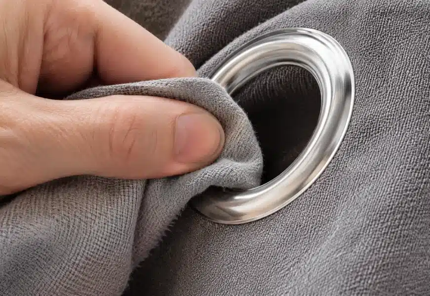 essuyer un œillet métallique de rideau avec un chiffon sec après lavage