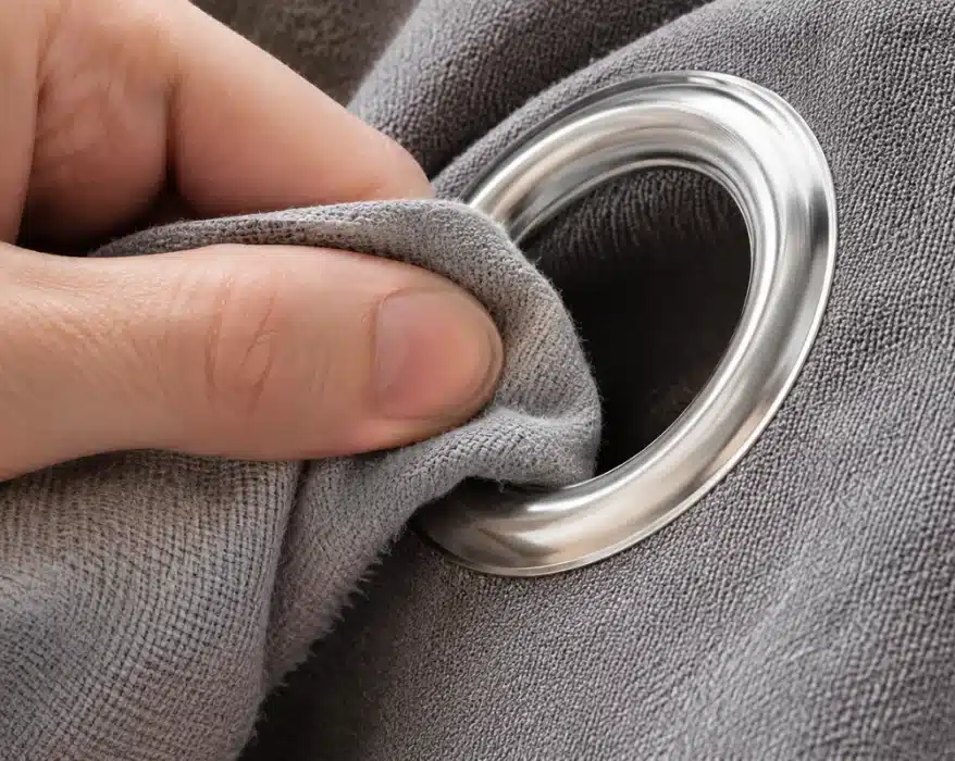 essuyer un œillet métallique de rideau avec un chiffon sec après lavage